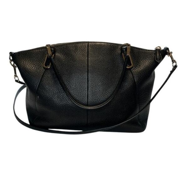 Coach Black Pebble Leather Zip Closure Double Handle Shoulder Crossbody Bags - Picture 5 of 13